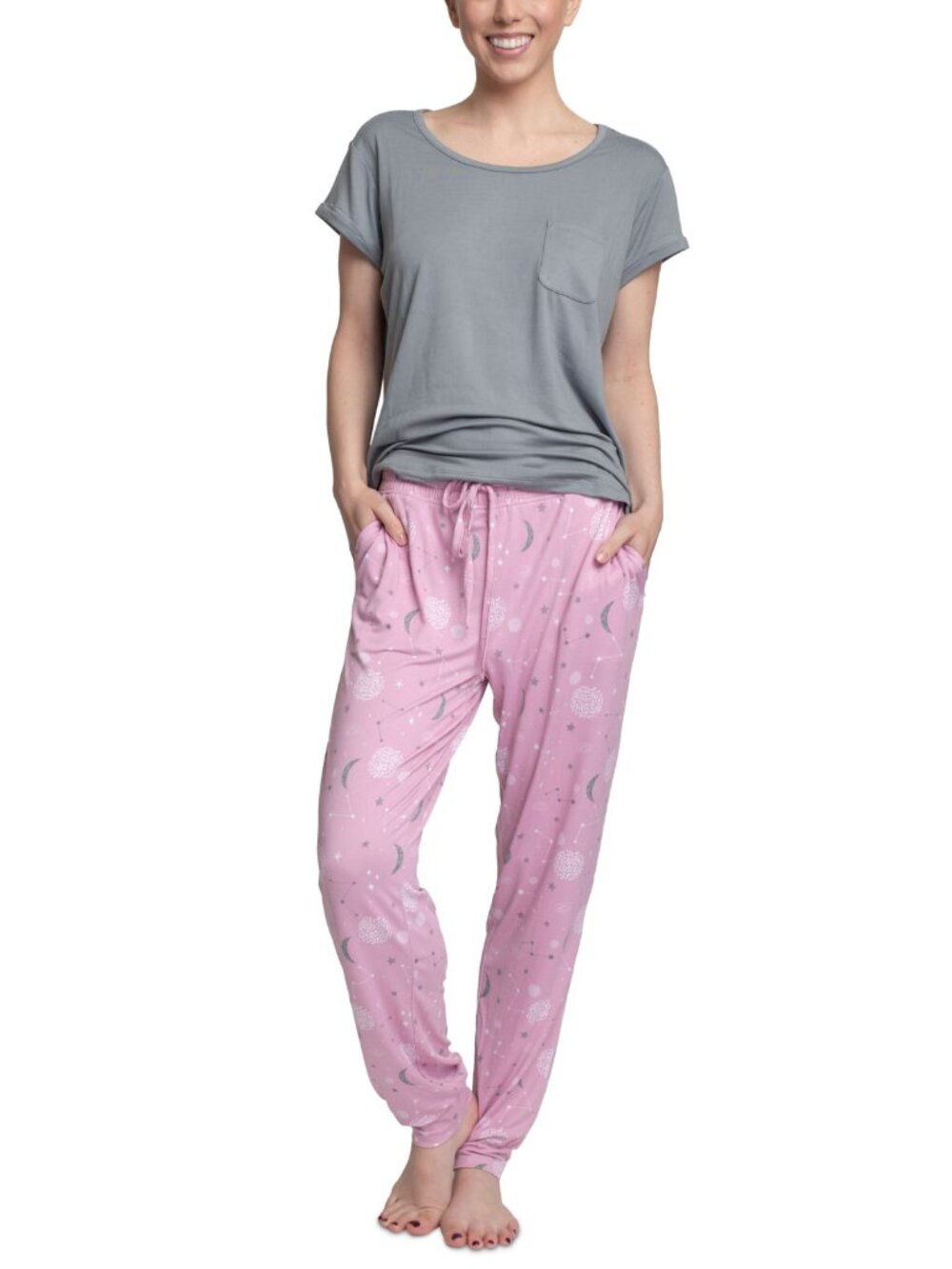 Hanes Womens Cloud Knit Short Sleeve Pajama Set